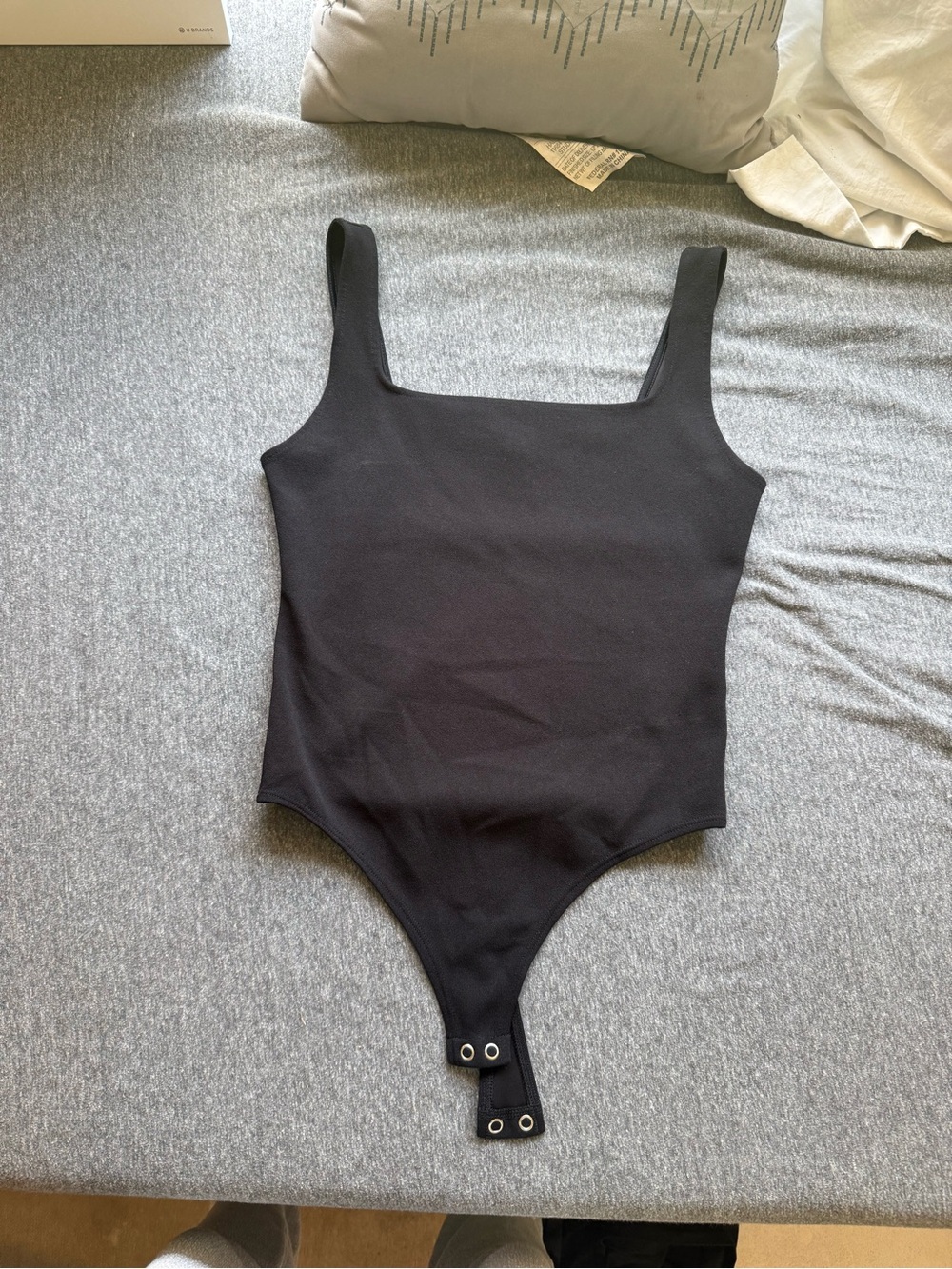 Express Black Square-Neck Bodysuit with Wide Straps